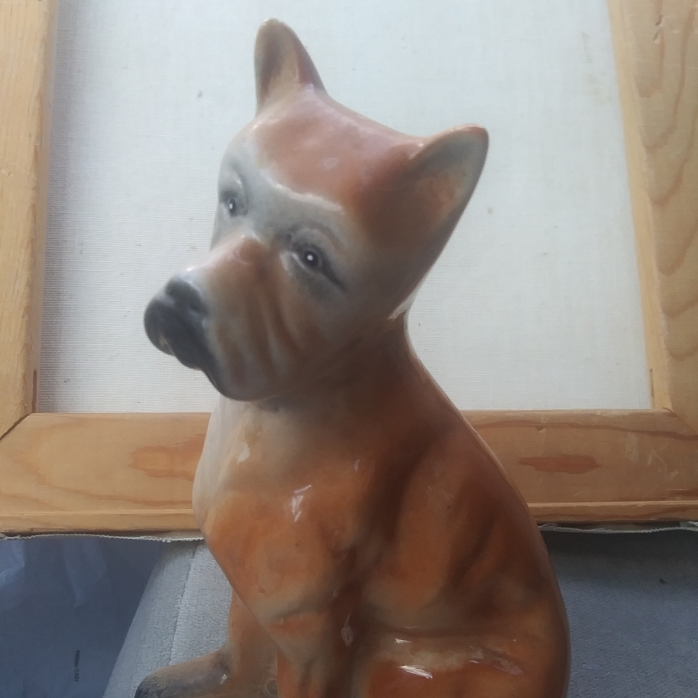 Ceramic Boxer Type Dog.